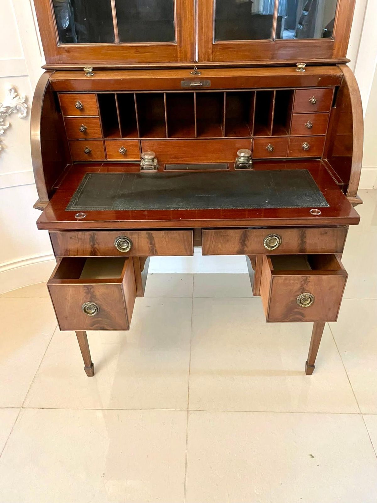 Antique Edwardian Quality Mahogany Cylinder Bookcase photo buy