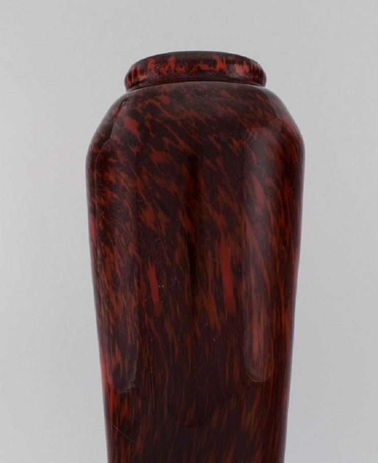 Very Large Lorrain Art Deco Vase In Red Mouth Blown Art Glass photo 955.0
