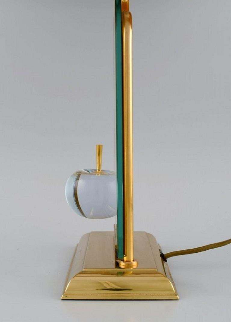 Le Dauphin, France, "La Pomme" Table Lamp In Clear Art Glass And Brass photo Lighting
