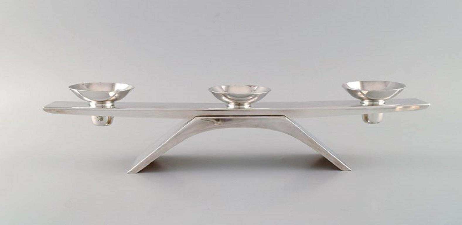 Wmf, Germany, Modernist Ikora Candleholder In Plated Silver photo furniture
