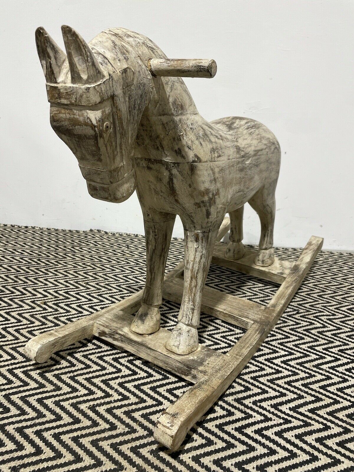 Large Antique Carved Indian Wooden Rocking Horse photo buy