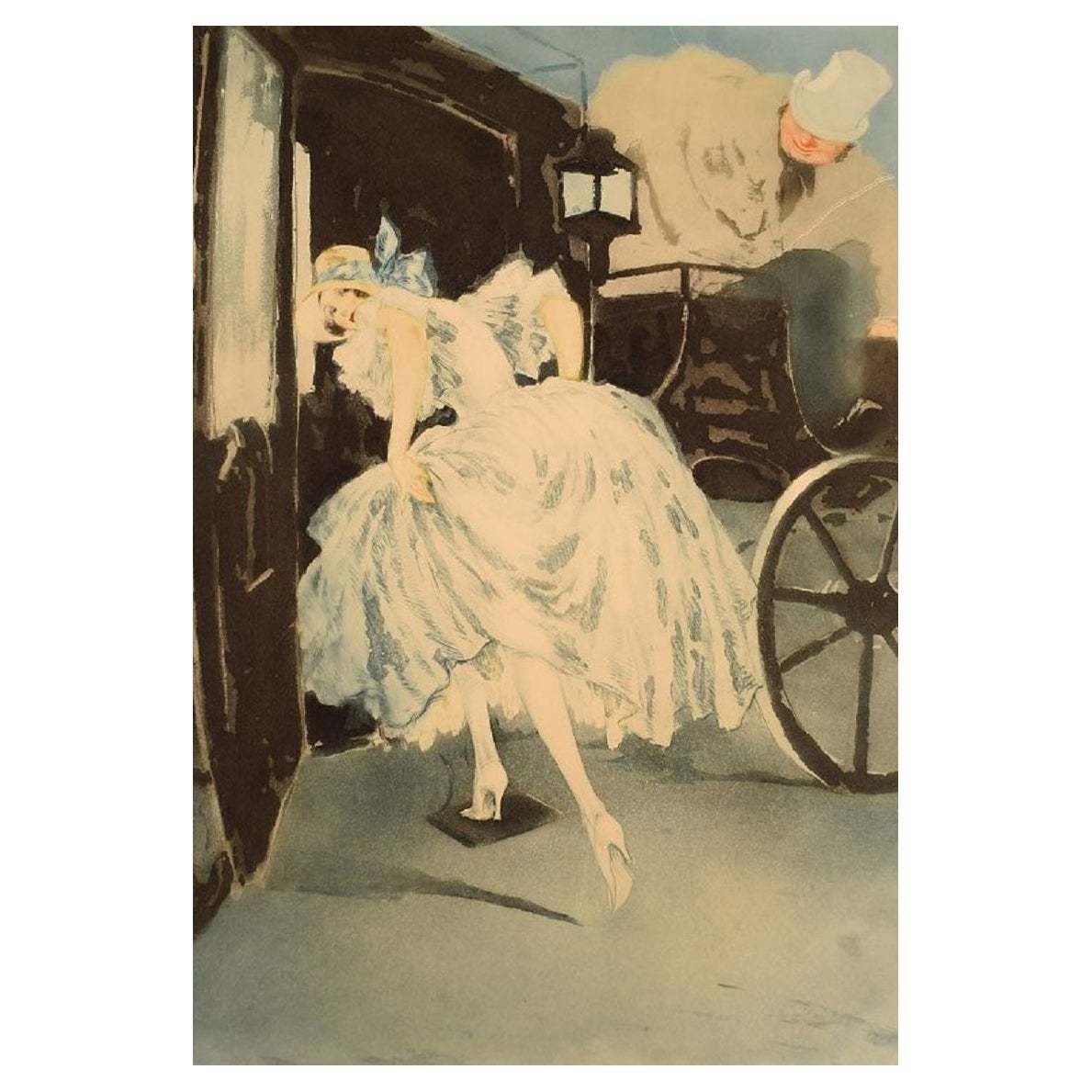 Louis Icart, Etching On Paper, "Départ", Approx. 1920
