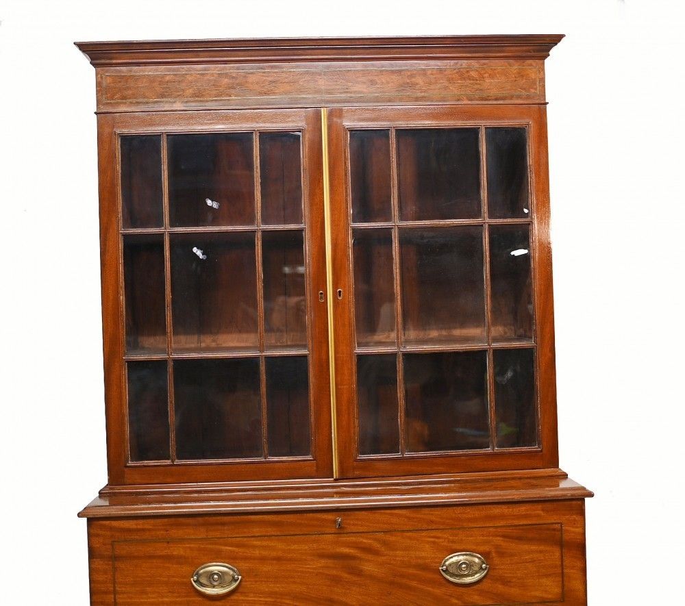 Georgian Secretaire Bookcase Desk Mahogany 1800 photo for sale