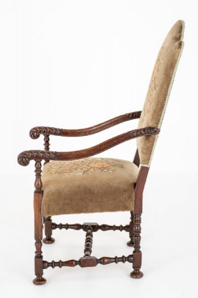 Jacobean Arm Chair Oak Hall Chairs 1870 photo for sale