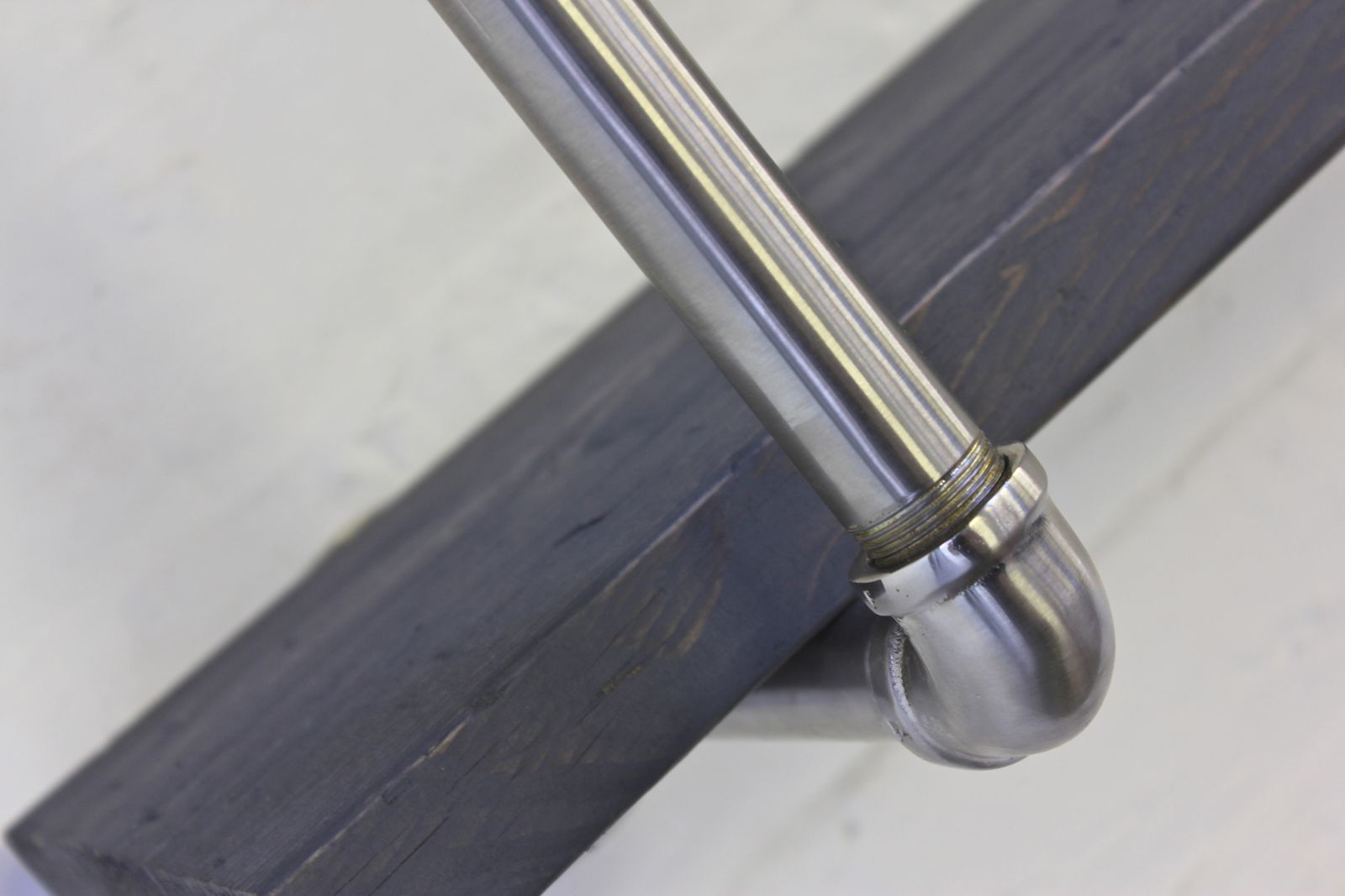 Ellis Grey Stained Reclaimed Scaffolding Boards And Polished Steel Pipe Wall Mounted Shelves  photo Furniture