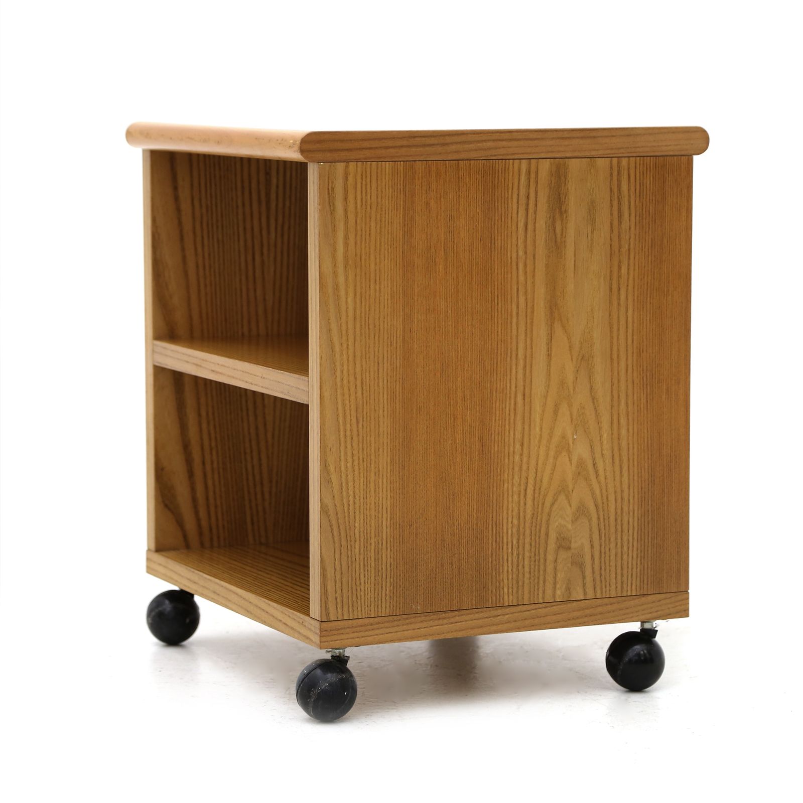 photo vinterior Pair Of Wooden Bedside Tables With Wheels, 1970s