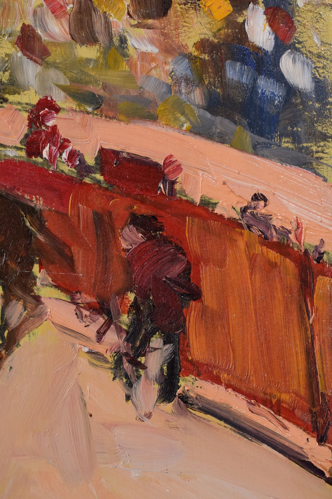 Pair Of Impressionist Oil Sketches Of A Bullfight photo 373.0