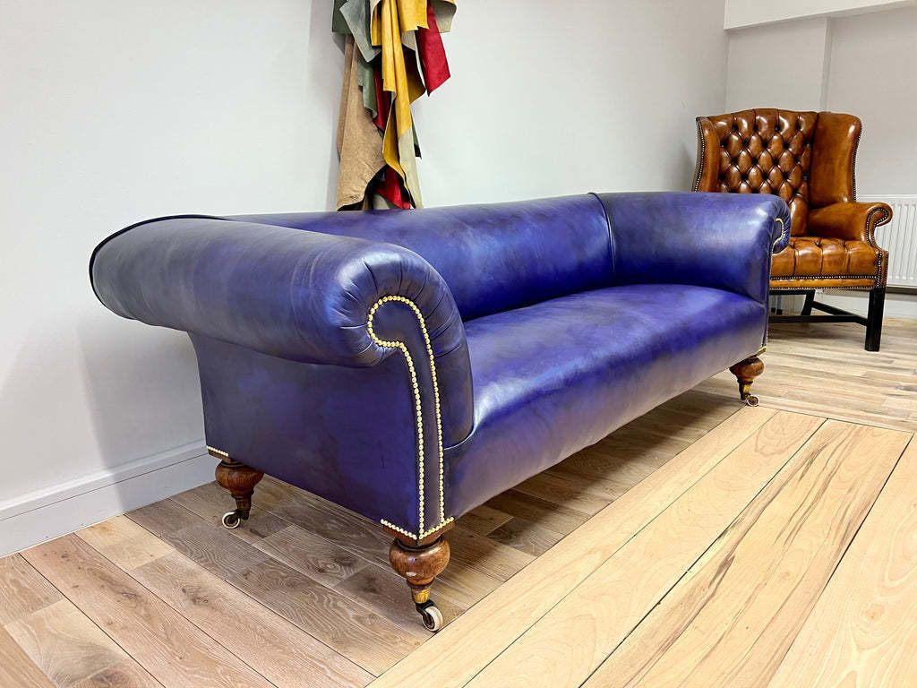 19thc Victorian Chesterfield Sofa   Fully Restored In Our Hand Dyed Leathers In Amethyst photo 9999.0