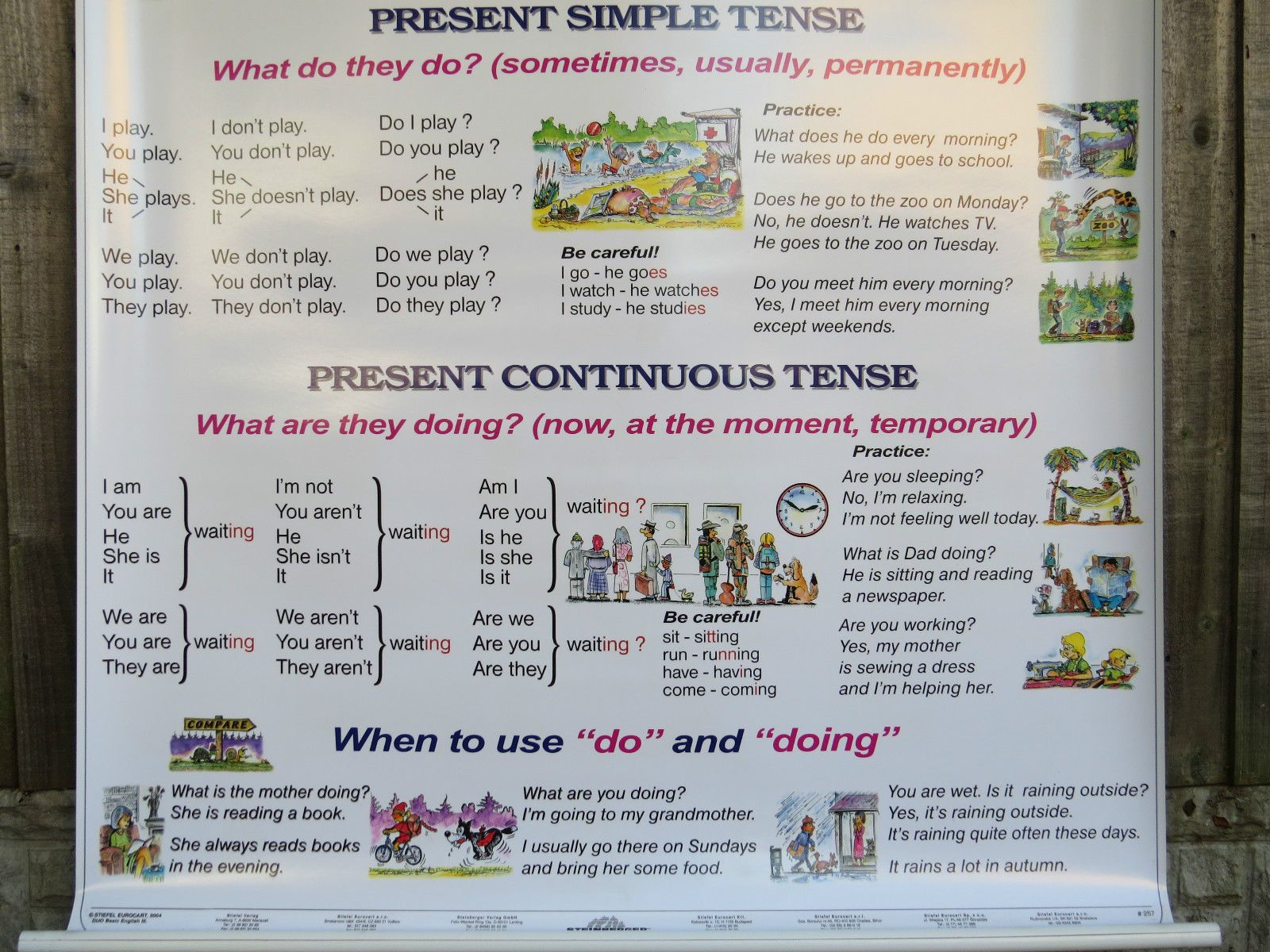 Roll Down School Wall Chart Of Basic English Language III Double Sided Lesson 3 photo for sale