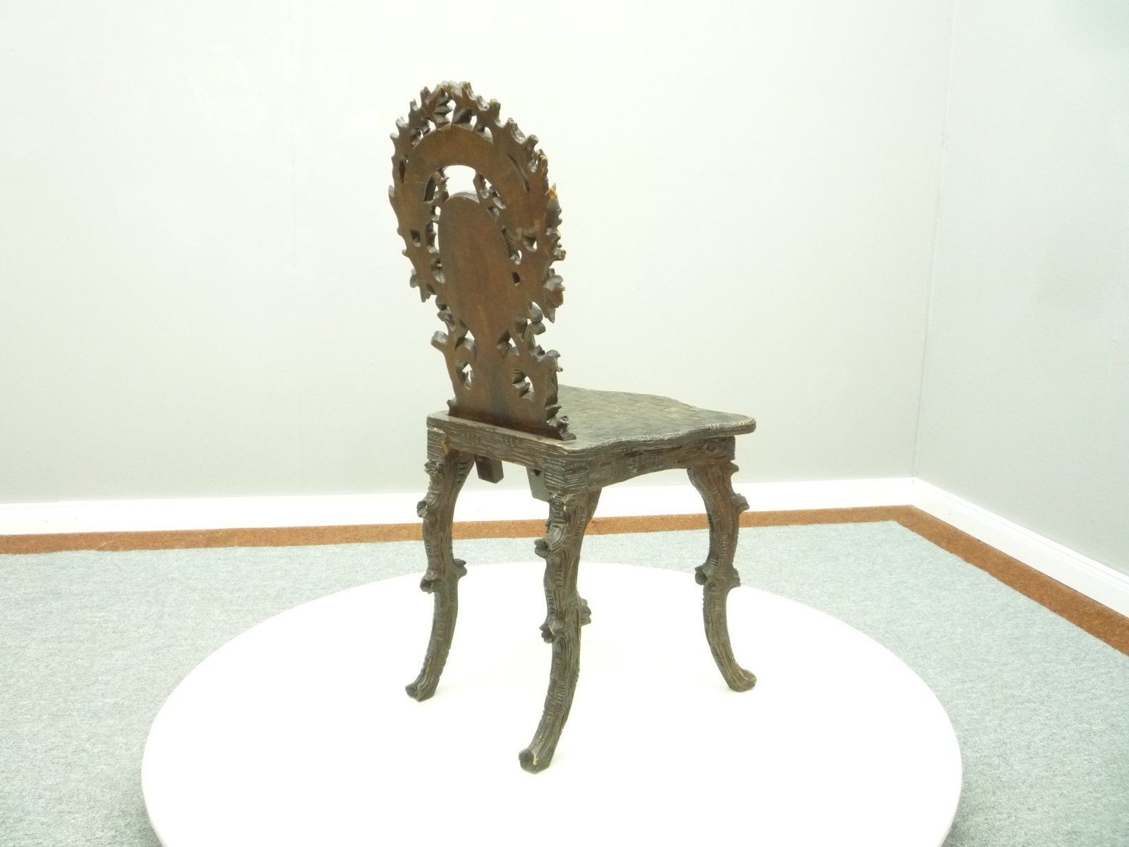 Antique Hand Carved Oak Chair, 1900s photo for sale