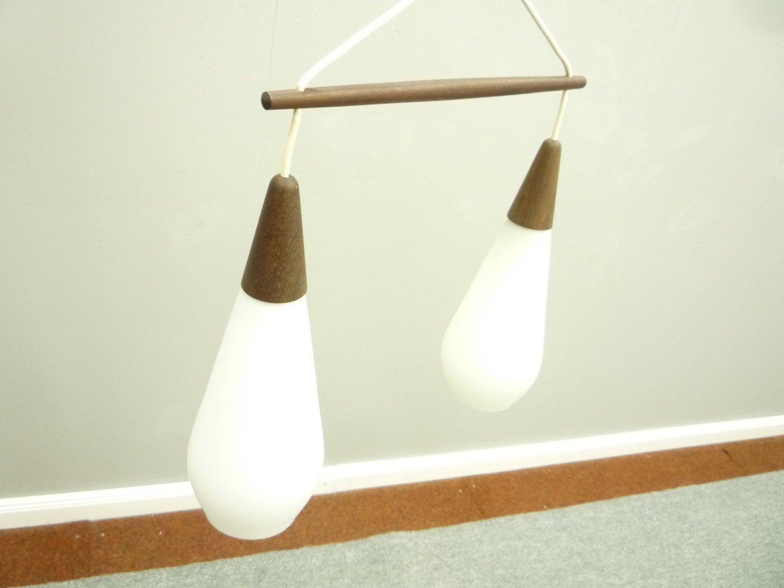 Glass & Teak Hanging Lamp In The Style Of Luxury photo furniture
