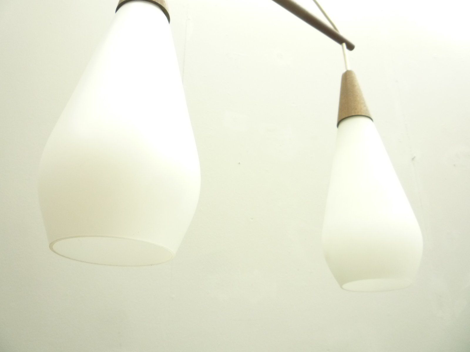 Glass & Teak Hanging Lamp In The Style Of Luxury photo vinterior