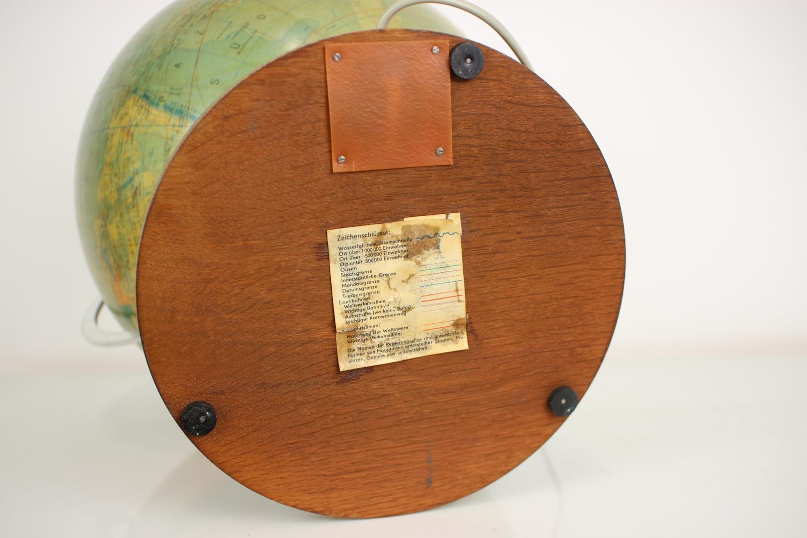 photo vintage Mid Century Light Glass Globe With Wooden Base By Paul Rath, 1950s