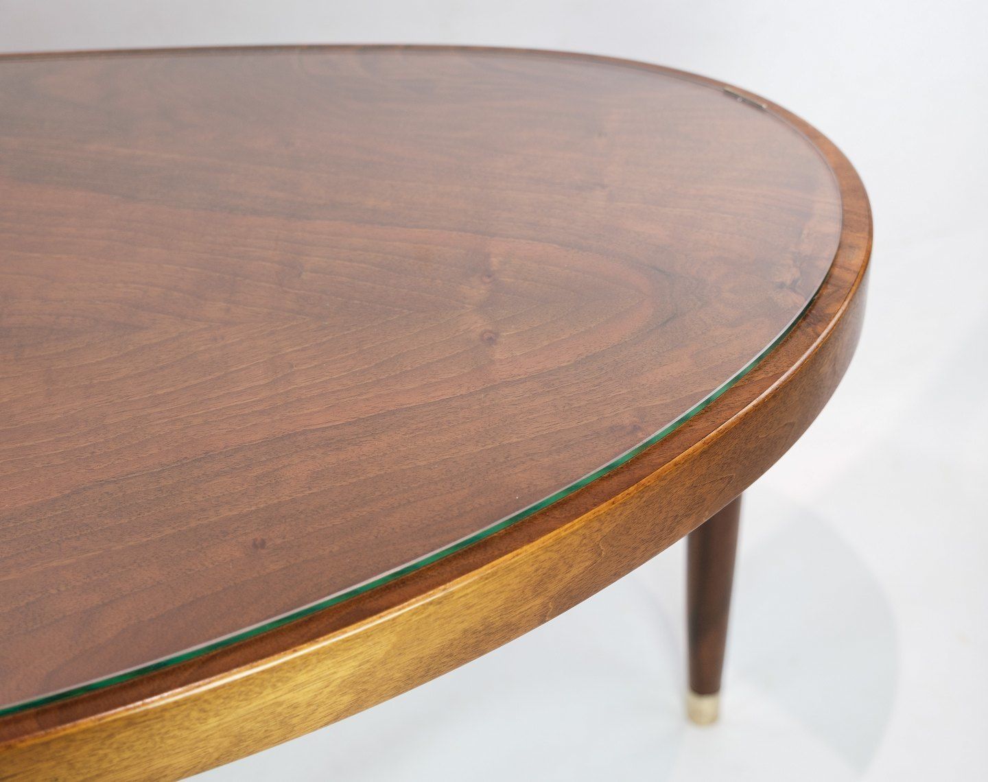 Coffee Table With Glass Top By Danish Master Carpenter In Walnut From Around The 1940s. photo for sale
