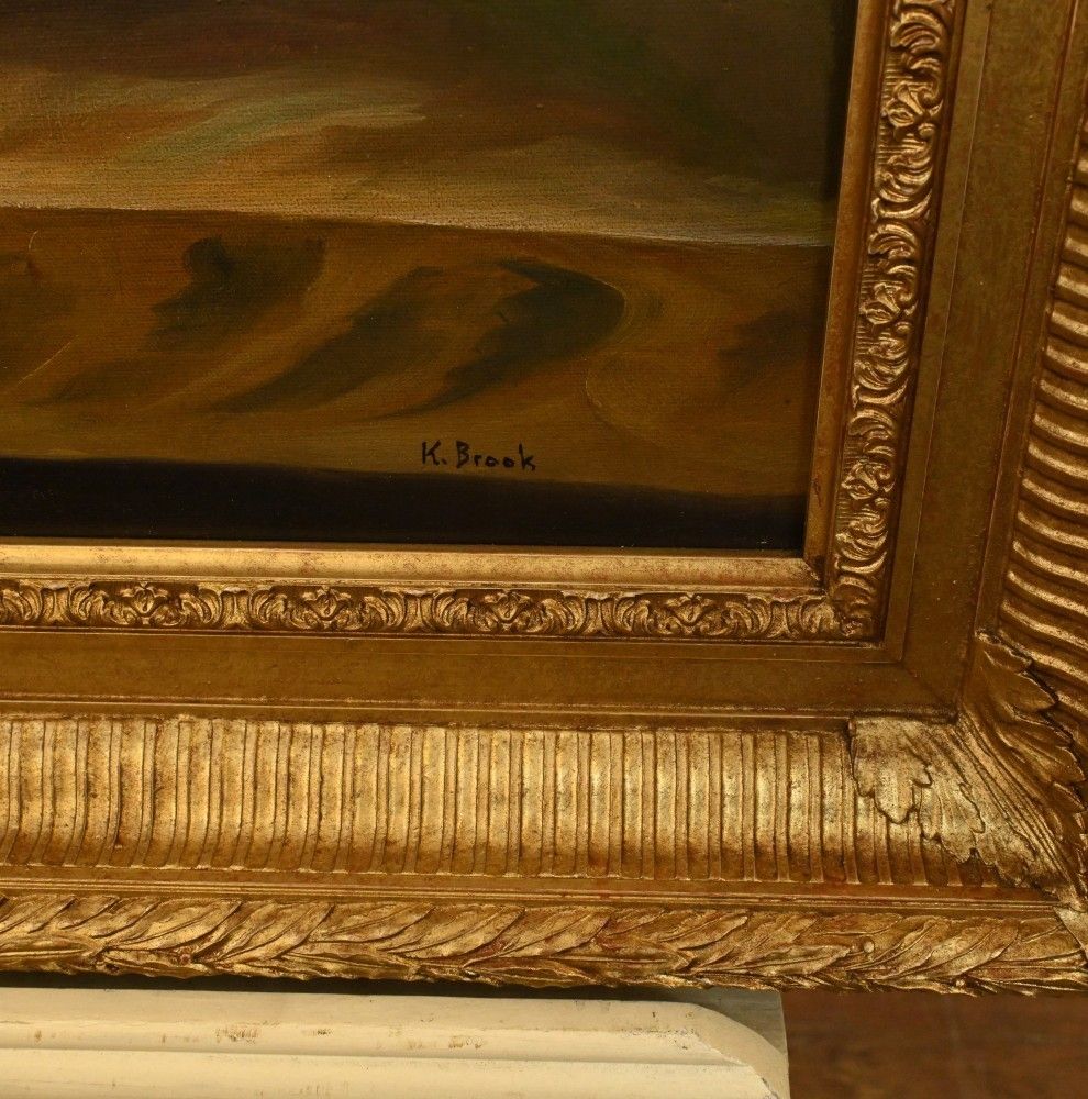Art Dutch Oil Painting Still Life Floral Spray Gilt Frame photo