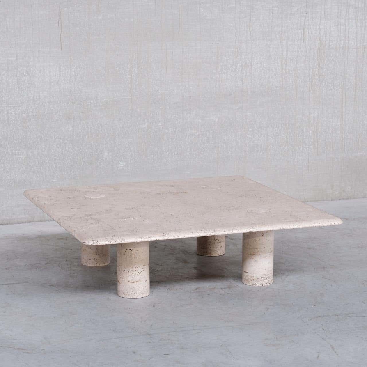Angelo Mangiarotti Mid Century Travertine Table For Up & Up photo for sale