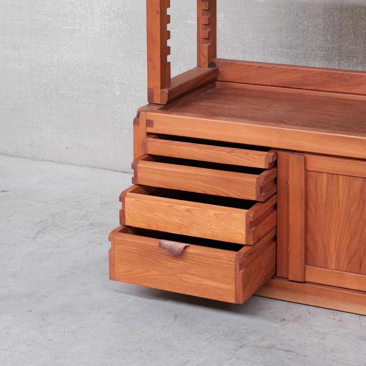 Pierre Chapo Mid Century Elm Shelving Cabinet B10 photo Furniture