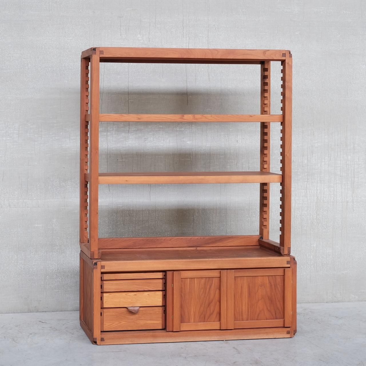 Pierre Chapo Mid Century Elm Shelving Cabinet B10 photo vinterior