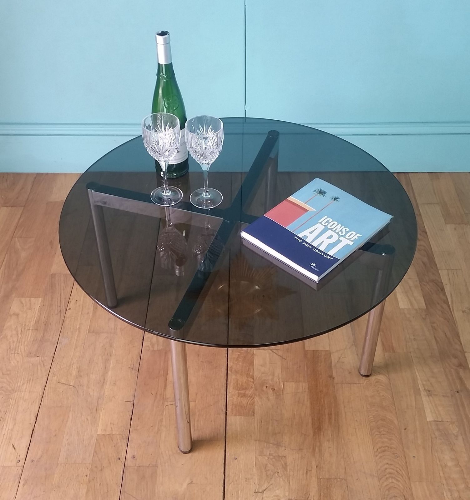 Italian Chrome Coffee Table, 1970s photo vintage