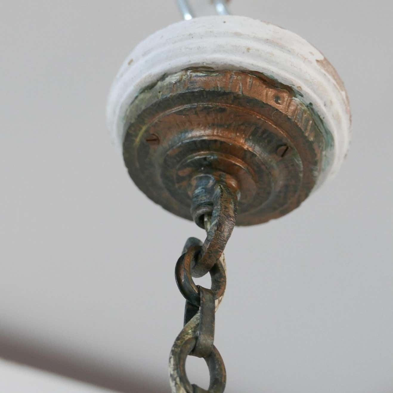 Antique English Frosted Glass Chandelier Pendants '2' photo vinterior