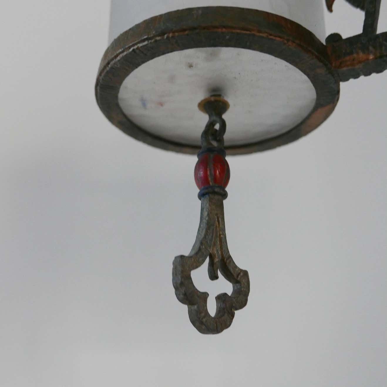 Antique English Frosted Glass Chandelier Pendants '2' photo vintage