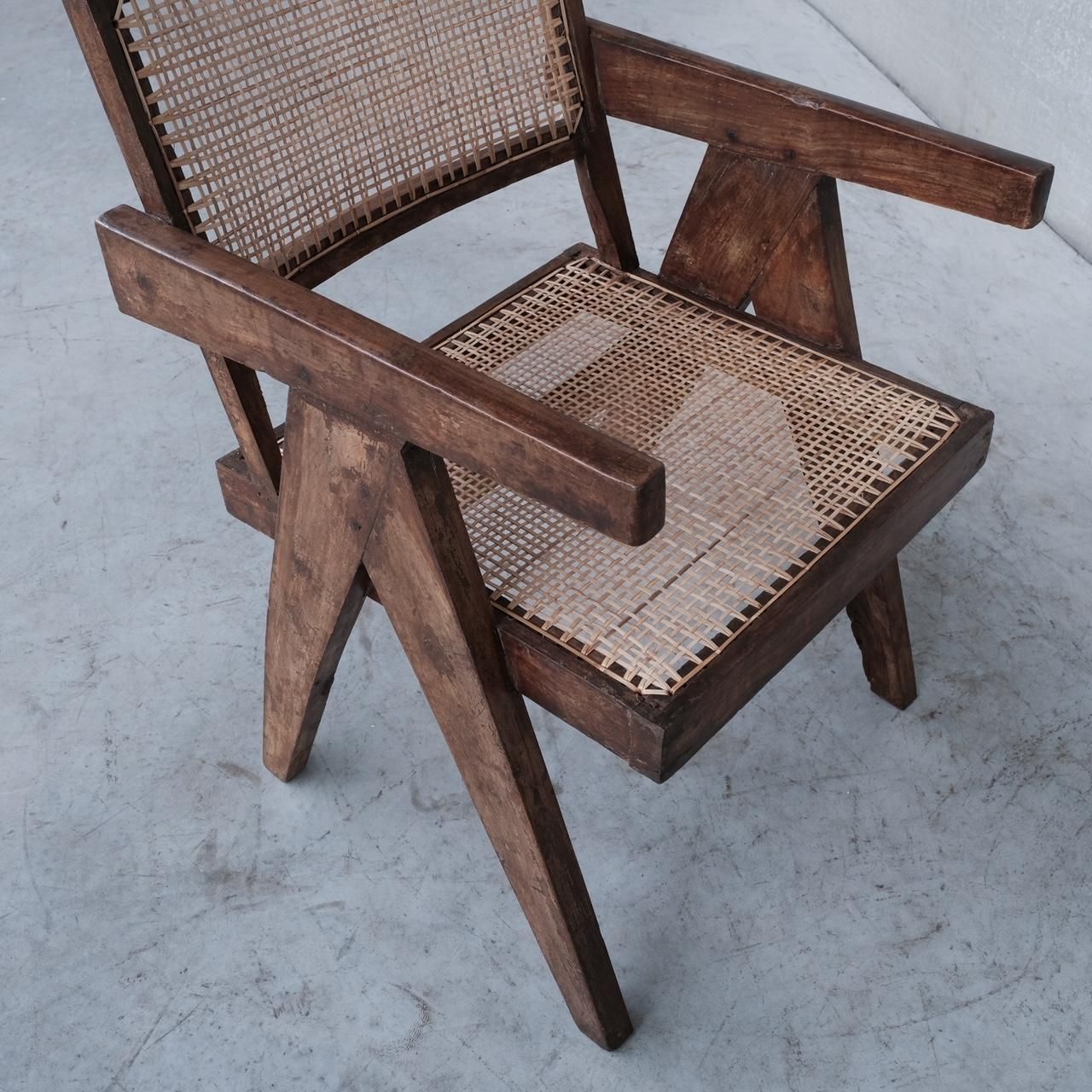 Pierre Jeanneret Mid Century Office Cane Chair Pj Si S8 B photo vinterior