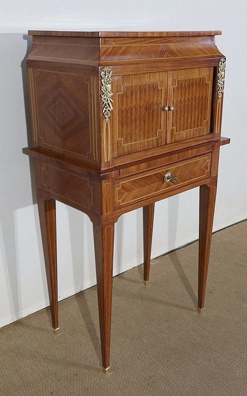 Small Cabinet In Marquetry Of Various Woods, Louis XVI Style – 1900 photo for sale