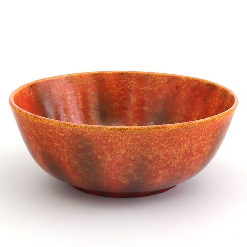 Pilkington's Royal Lancastrian Orange Vermilion And Black Bowl 1930s photo 150.0