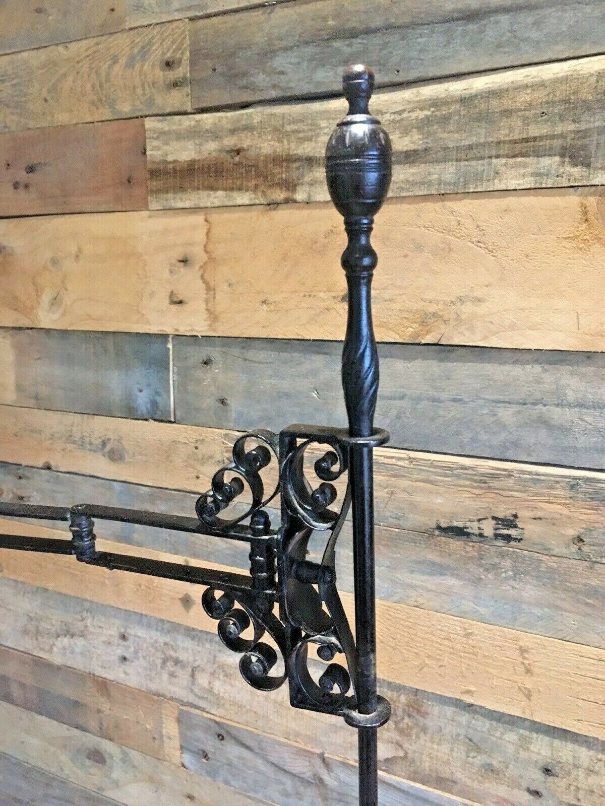 Superb Primitive Antique C1820 Blacksmith Forged Wrought Iron Floor Standing Whale Oil Lamp Country House Farmhouse Candle Stand photo Lighting