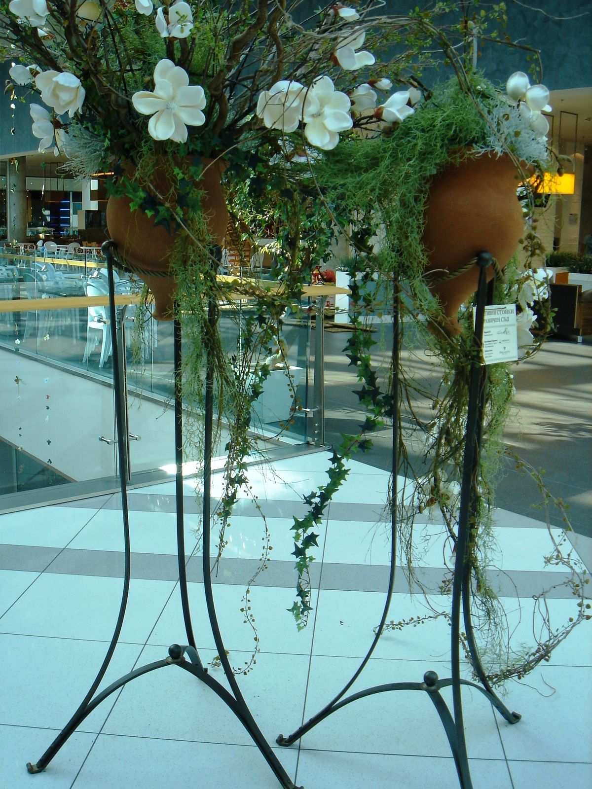 Flower Pots For A Good First Impression, Handmade Planter With Hand Forged Stand, Rare Wedding Arch Or Door Side Entrance Decoration photo Home Decor