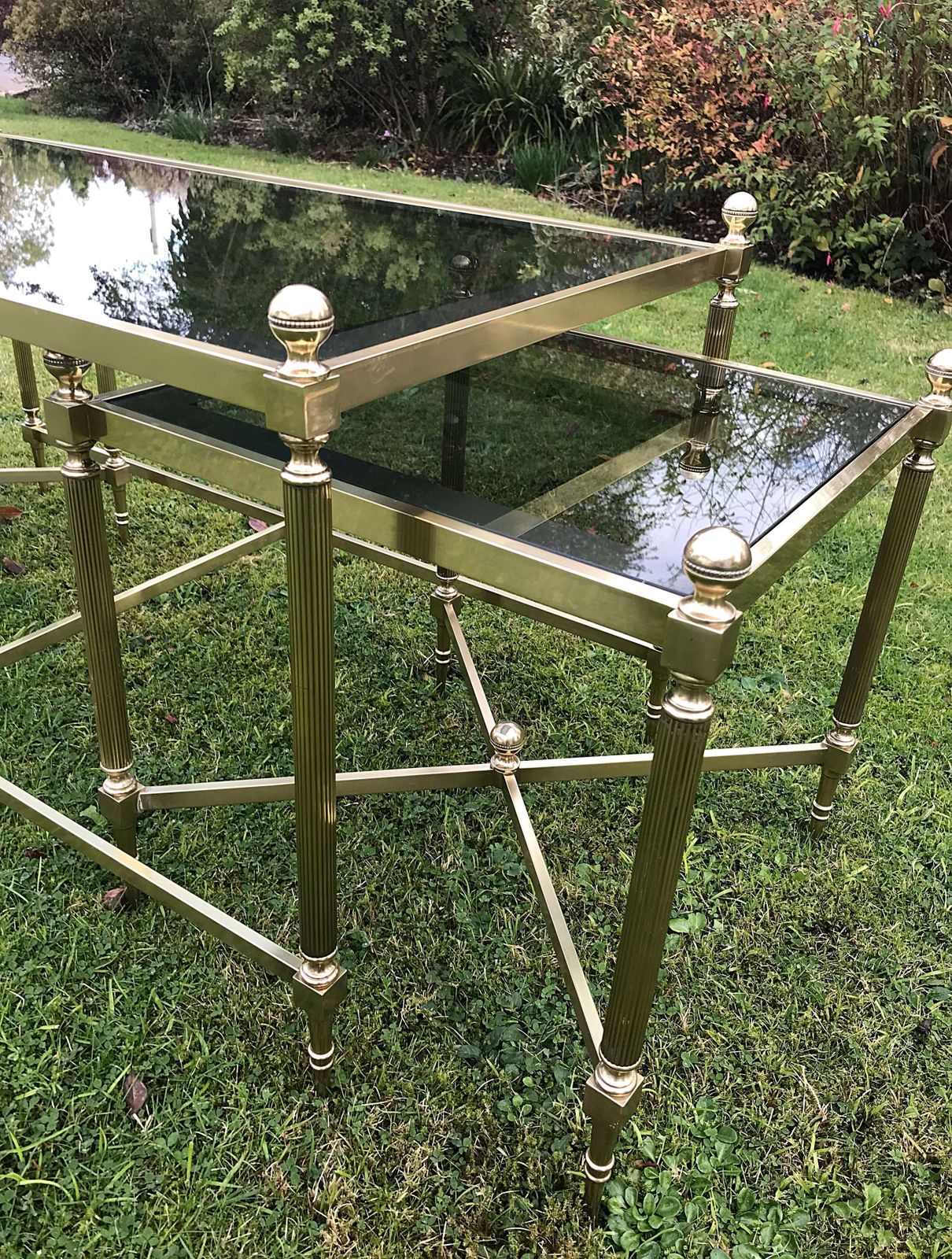 Nest Of Brass And Glass Coffee Tables photo for sale