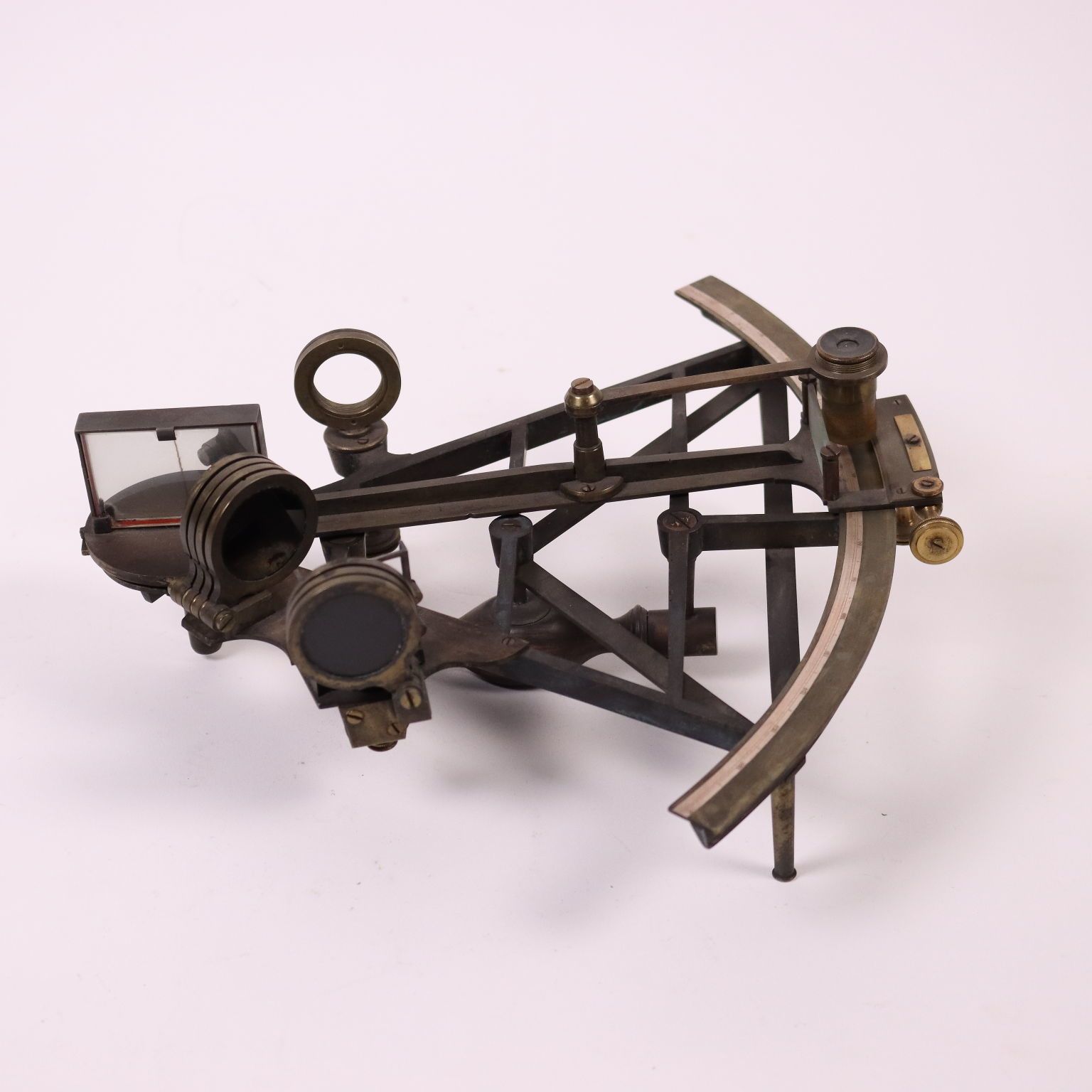 Brass And Mahogany Sextant England 19th Century photo vinterior