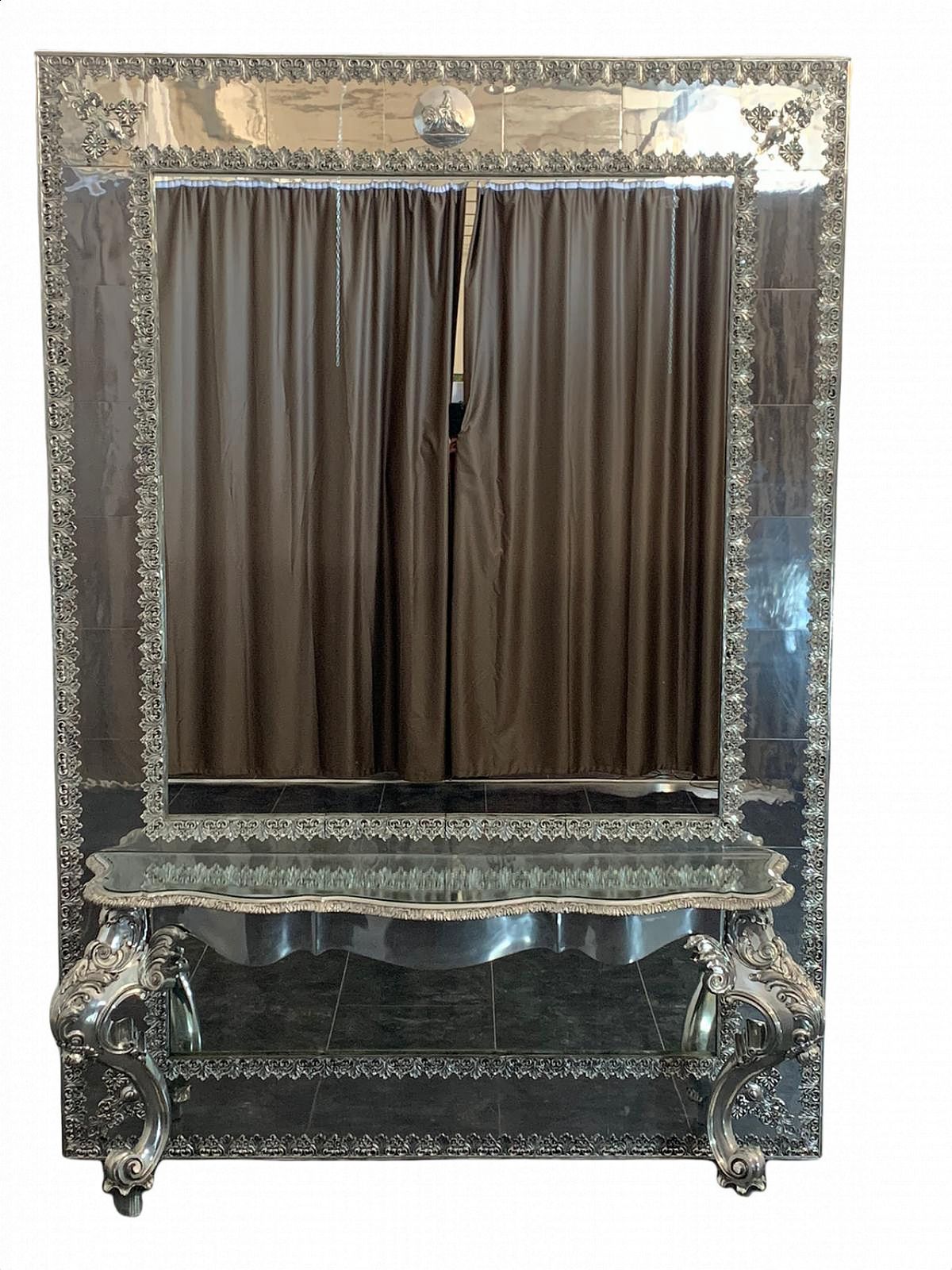 Large Metal Mirror By Piero Figure For Athena, 1980s