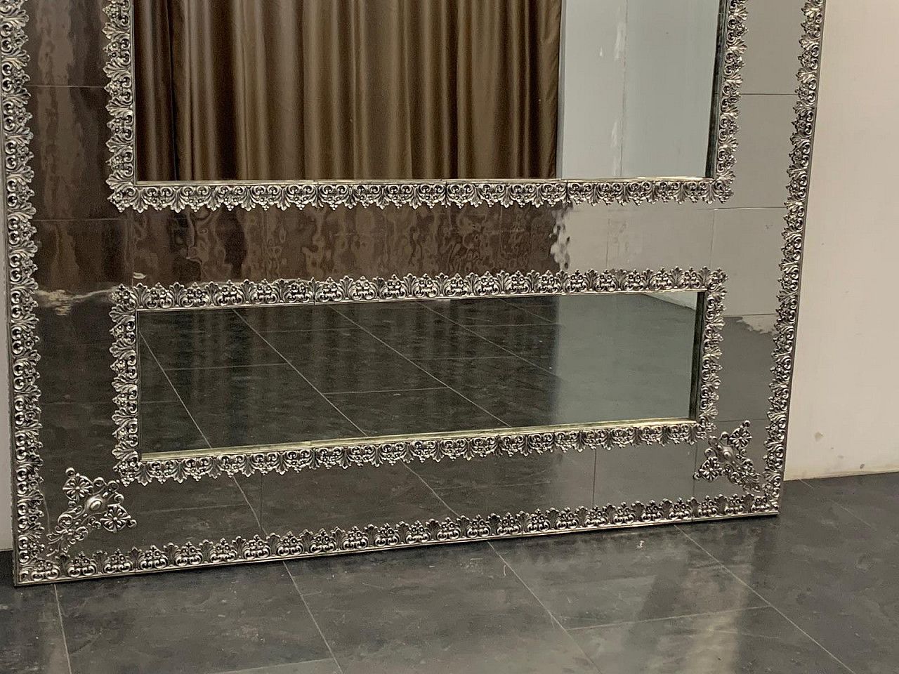 Large Metal Mirror By Piero Figure For Athena, 1980s photo vintage