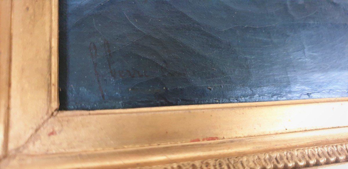 F Berré, Paintins Ship In Front Of Constantinople, Xixth Century photo furniture