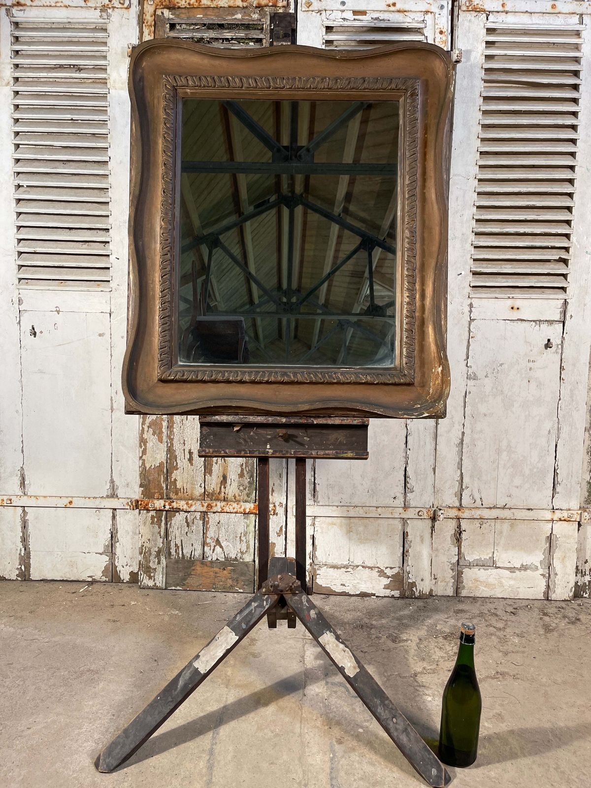 Antique French Giltwood Bedroom Bathroom Mirror Circa 1880 photo furniture