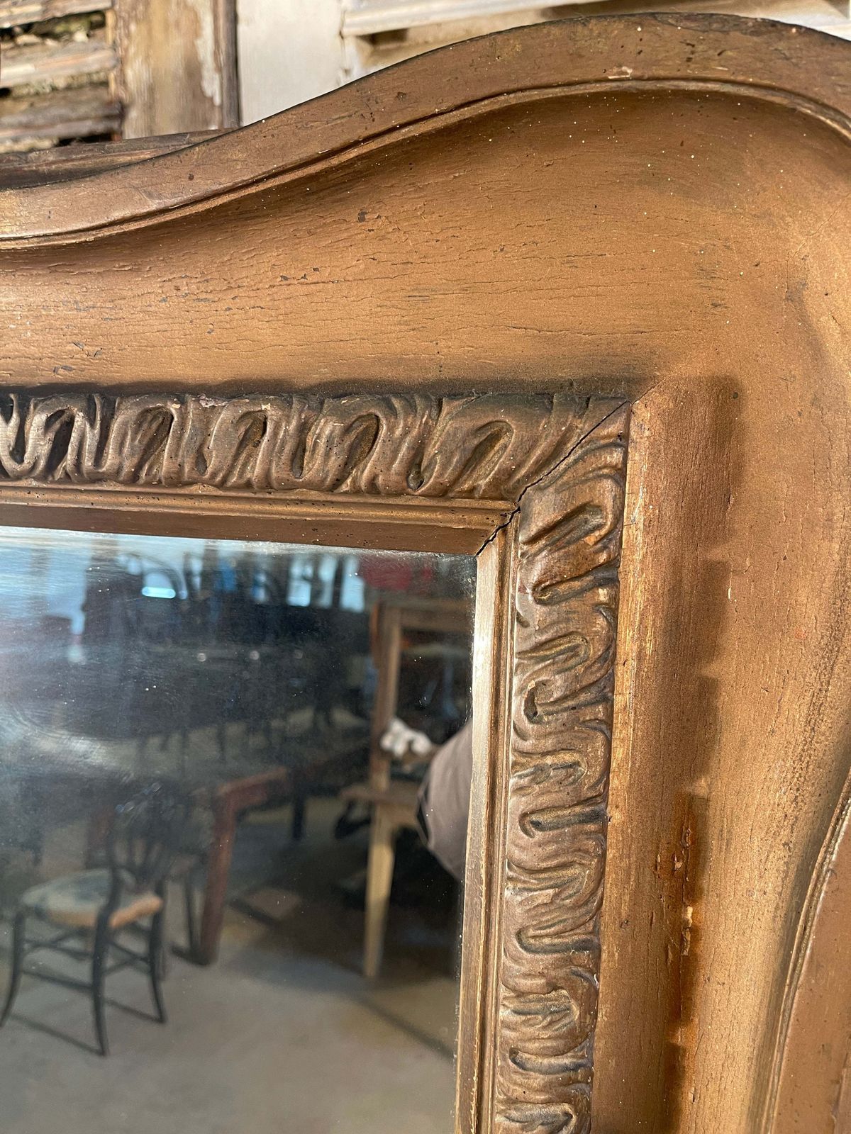 Antique French Giltwood Bedroom Bathroom Mirror Circa 1880 photo Home Decor