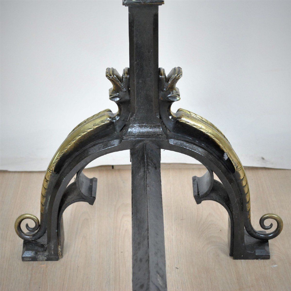 Home Fixtures Pair Of Andirons In Bronze And Iron, Gothic Style, Xixth Century photo