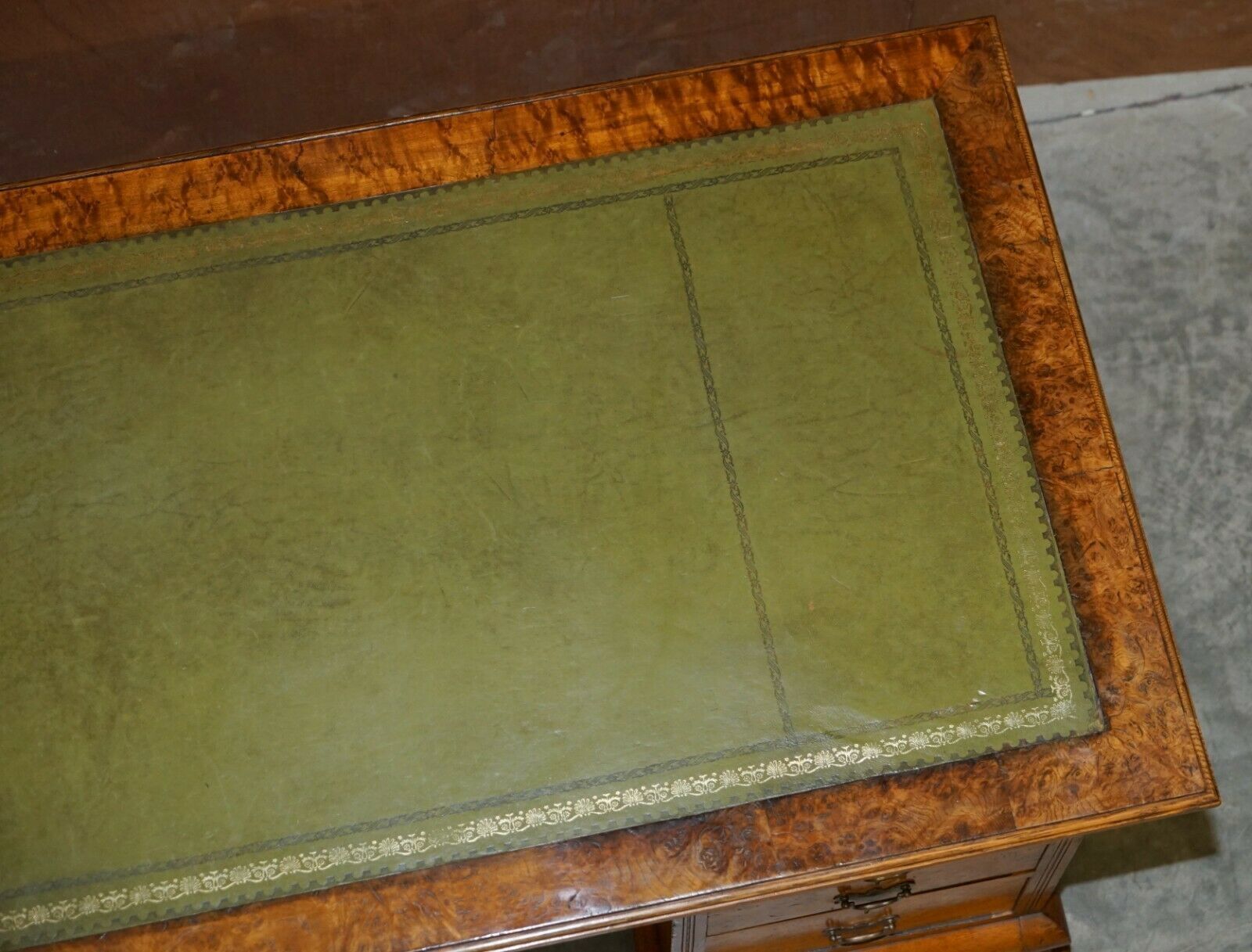Fine Antique Circa 1880 Victorian Pollard Oak Partner Desk Green Leather Top photo buy