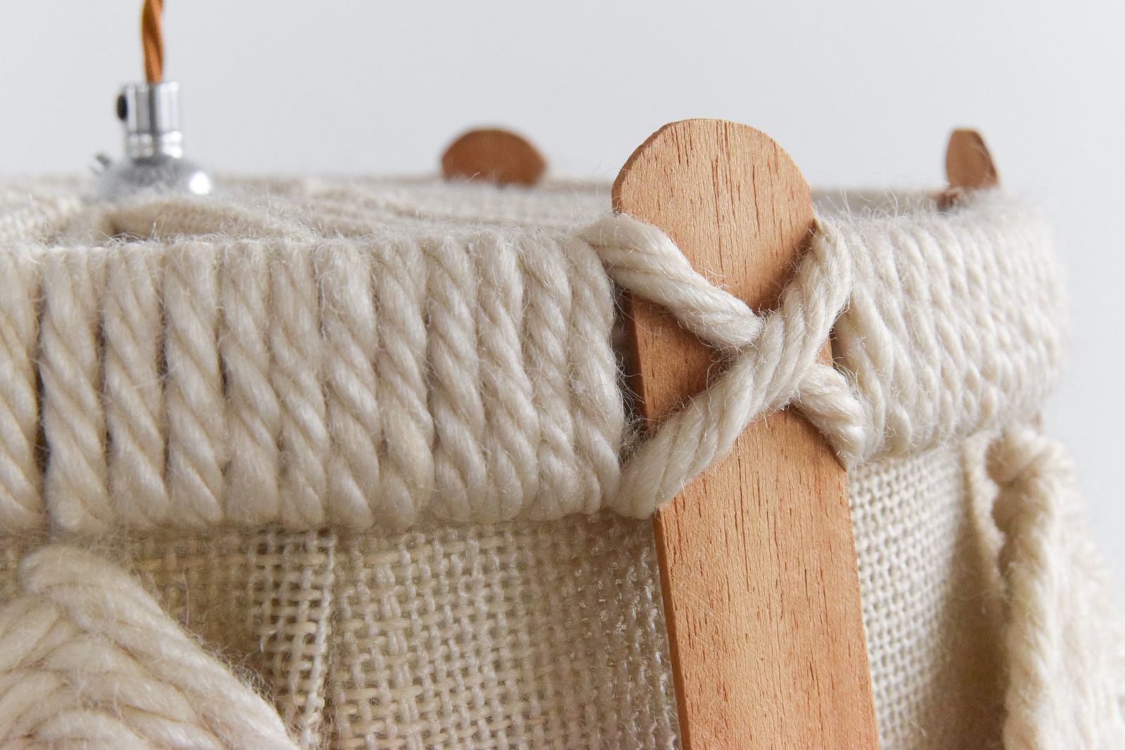 Vintage Wool Macrame Pendant Light Shade photo vintage