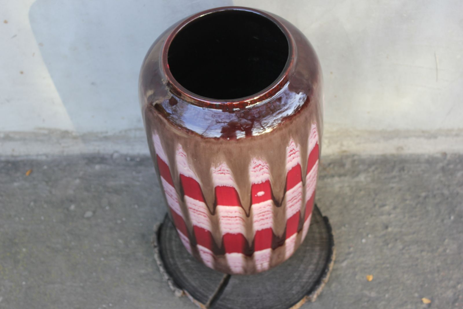 Large Red Ceramic Vase Midway Century Style Handmade Pottery Anniversary Gift Flower photo 169.0