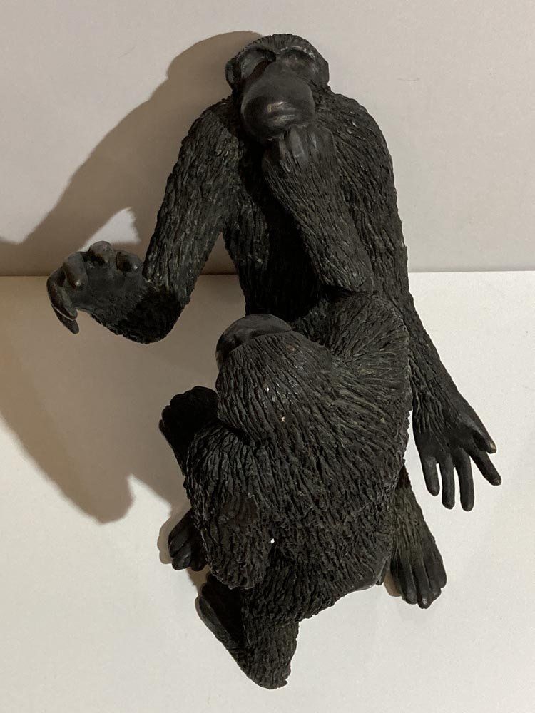 Home Decor Bronze Apes, Monkeys France, 1970s, Solid Brass, Set Of 3 photo