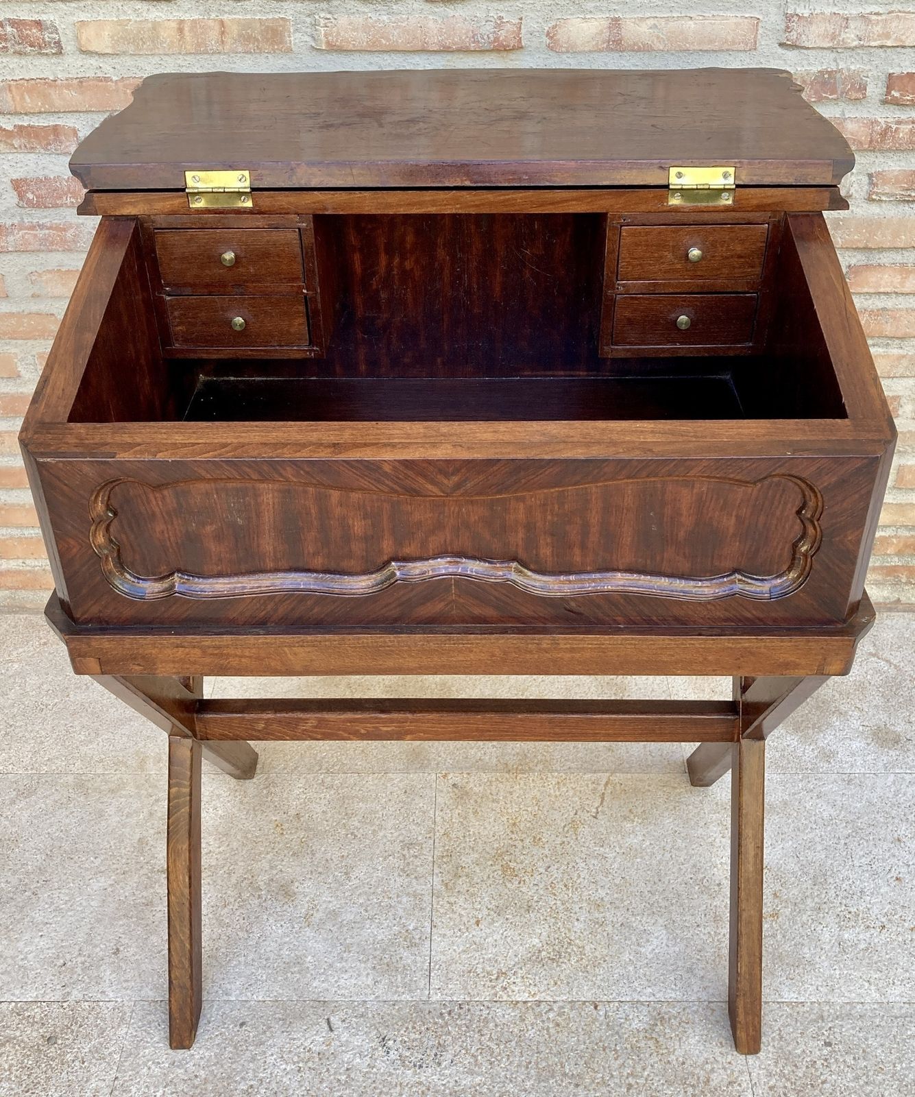 2030.0 Early 20th Century Walnut & Leather Secretary Desk photo