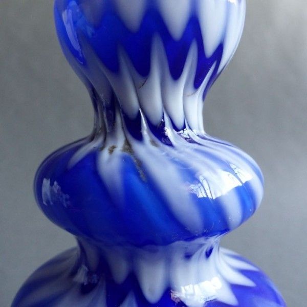 Murano Glass Vase Blue White Italy 1950   1960 photo for sale