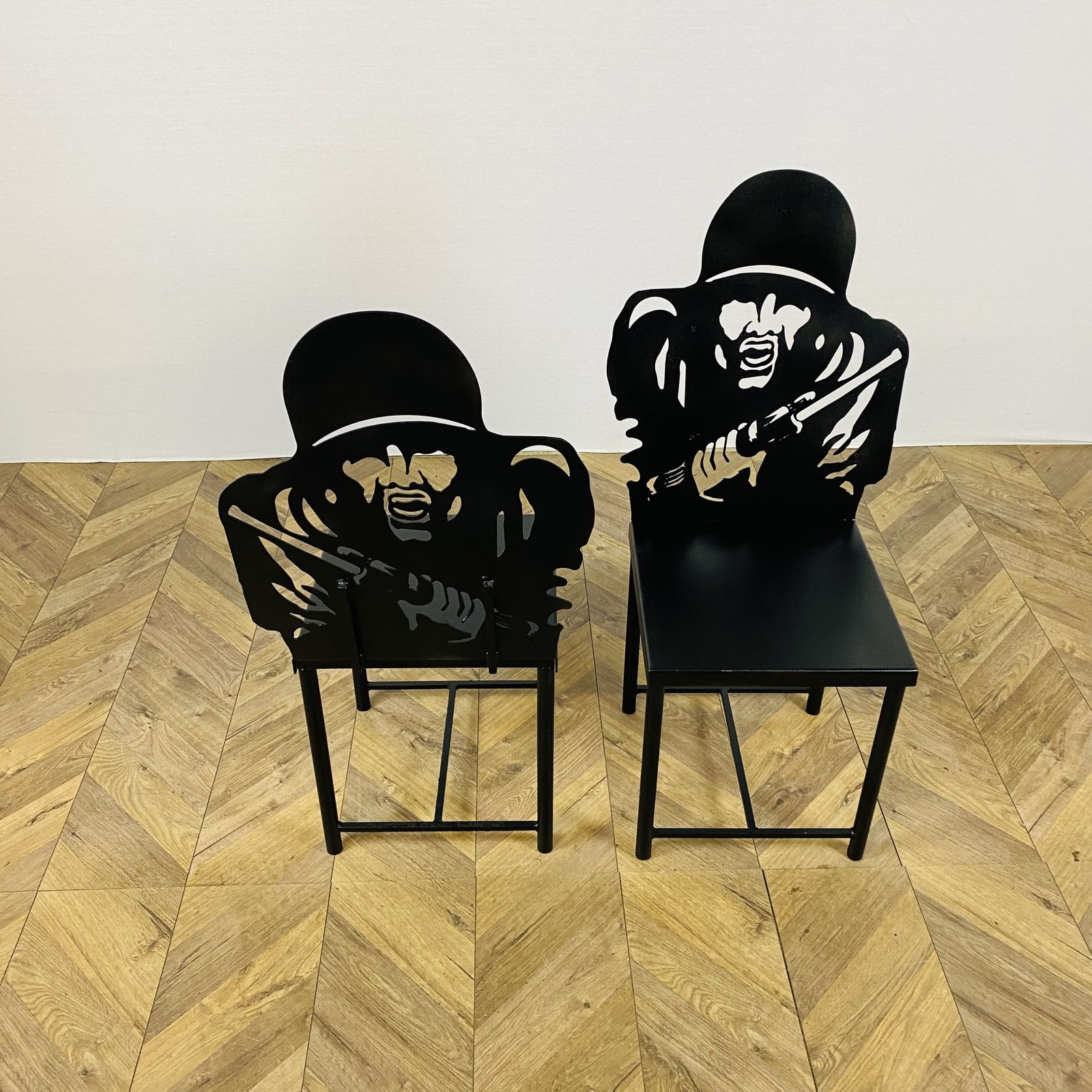 Vintage British Military 'Figure 11' Metal Field Target Chairs, Set Of 2 photo buy