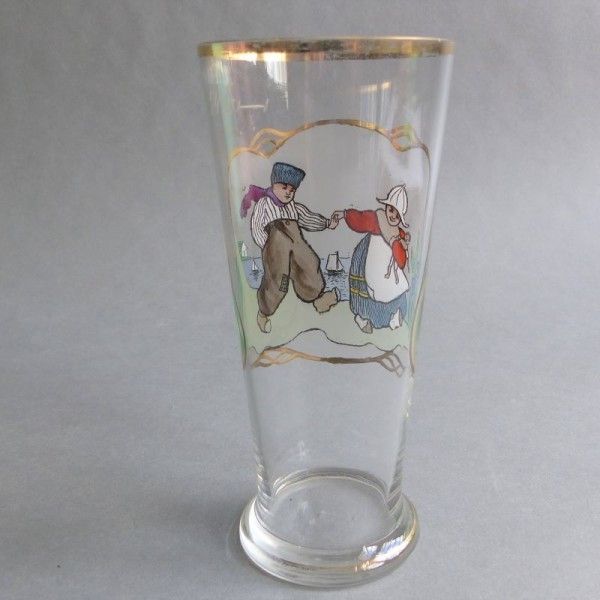 Art Nouveau Collector's Glass. Enameled Child Scene. Holland 1900   1920 photo 52.0