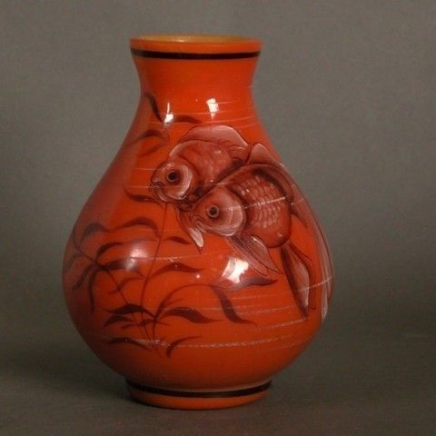 Art Nouveau Hand Painted Glass Vase.