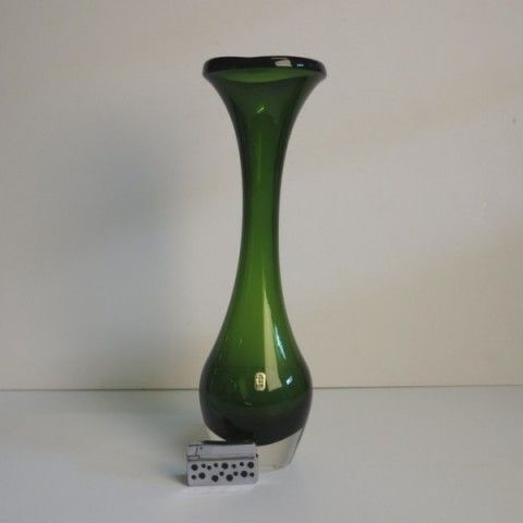 Aseda Green Art Glass Vase From Bo Borgstrom. Sweden 1960 photo furniture
