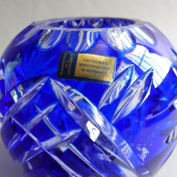 Blue Lead Crystal Vase By Tritschler Winterhalter. 1960   1970 photo 175.0