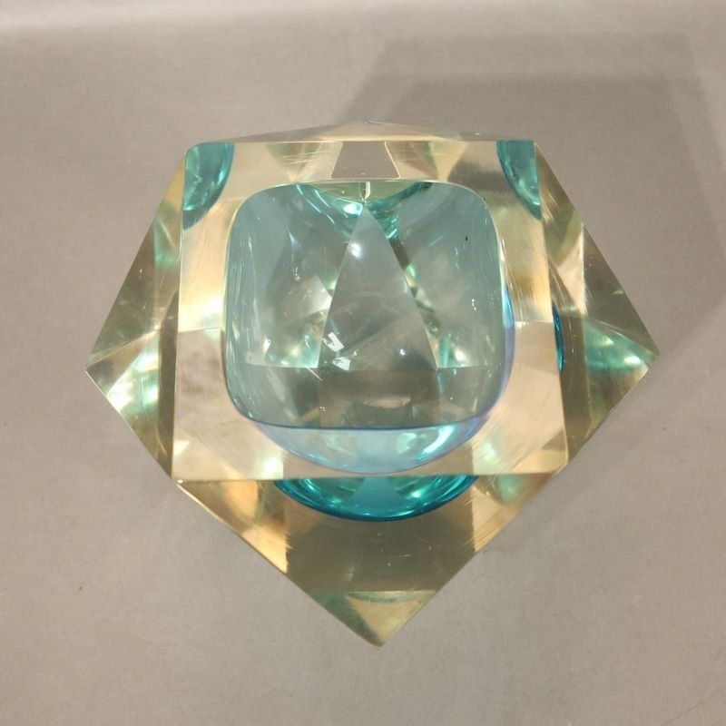 photo furniture Faceted Murano Sommerso Glass Bowl By Flavio Poli 1950   1959